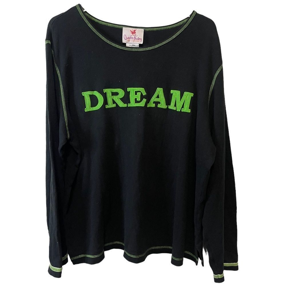 Quacker Factory Pajama Top Shirt Black Dream Size XL